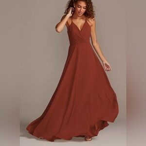 Spaghetti Strap Full Skirt Dress - from David Bridal - Style F20064 cinnamon